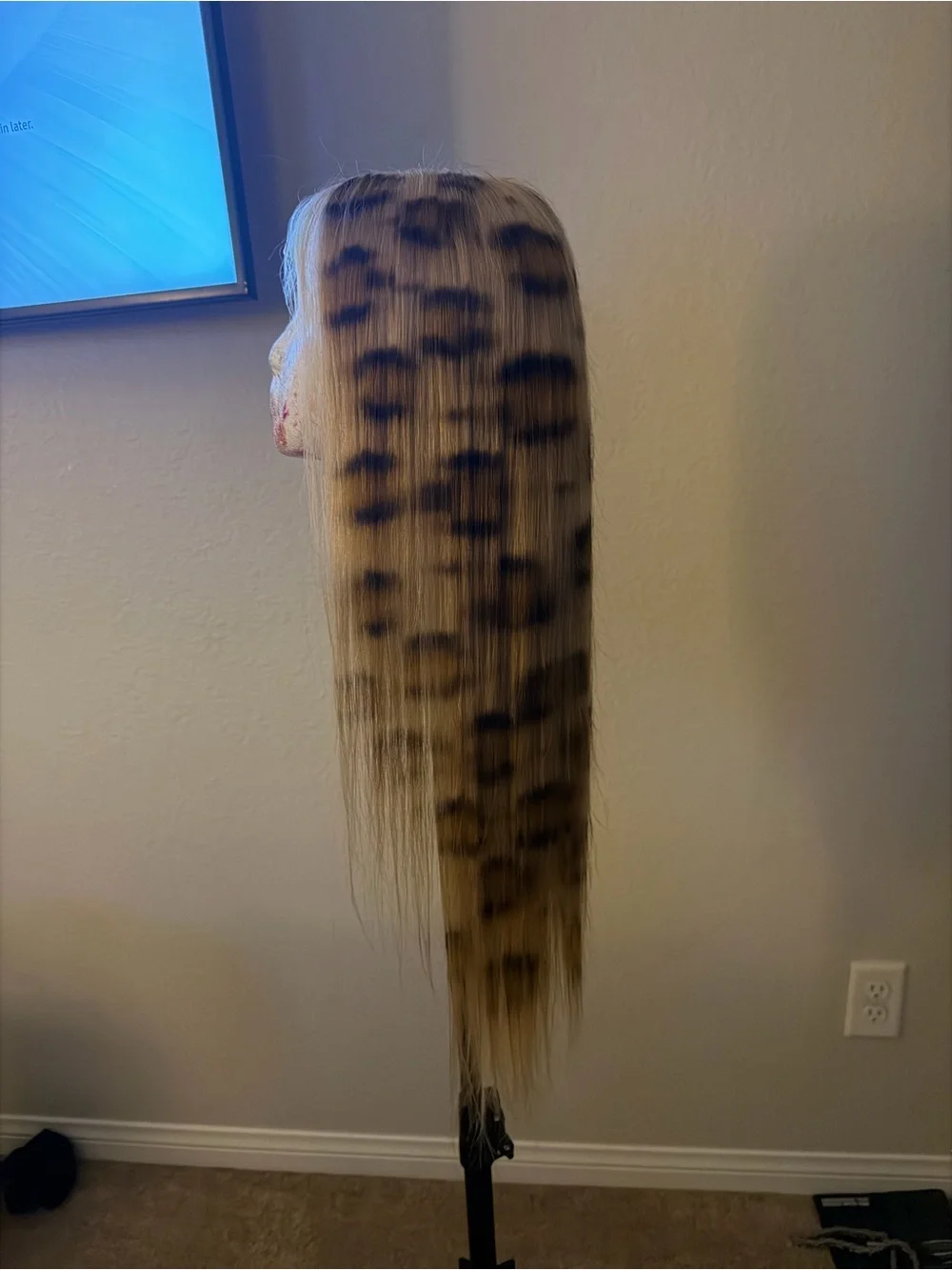 Leopard Print Blonde Straight Wig - Women Hair